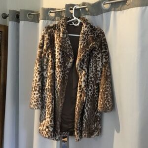 Soft Surroundings Tan Leopard Print Teddy Jacket